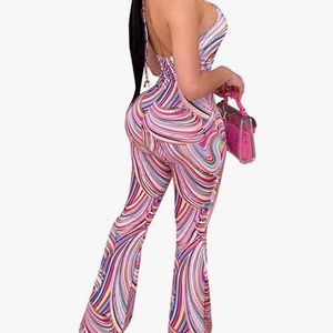 Mutli color halter jumpsuit
